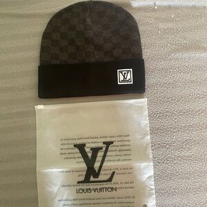 Louis Vuitton Checkered Black and Brown Beanie